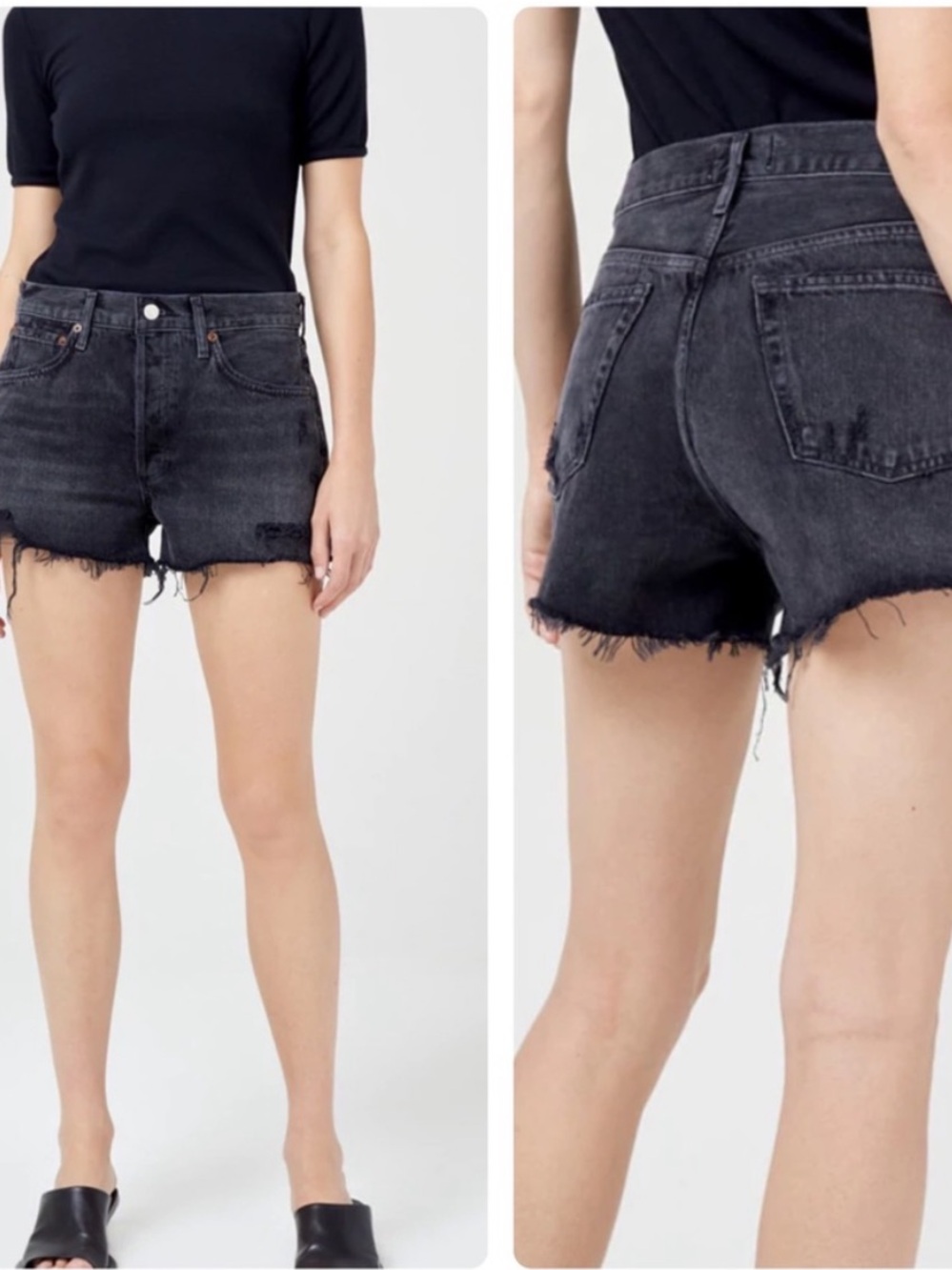 AGOLDE Parker Vintage Cut Off Shorts in Vortex Washed Black Sz 27